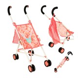 Carucior Pentru Papusi cu geanta Annabell, Tip Umbrela, Roz, 26 cm x 43 cm x 62 cm