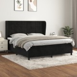 Cumpara ieftin Pat box spring cu saltea, negru, 160x200 cm, catifea