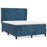 Cumpara ieftin Pat box spring cu saltea, albastru inchis, 140x190 cm, catifea