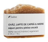 Sapun natural pentru pielea uscata cu ovaz + lapte de capra si miere, 130g, Sabio