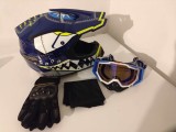 Casca Moto Enduro ATV + Ochelari + Manusi + Cagula, ABS, Protectie ECE, Interior Detasabil