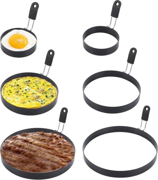 Set 6 Inele Pentru Prajituri, Clatite, Oua 2 x 9 cm, 2 x 15 cm, 2 x 20 cm - CN