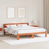 VidaXL Cadru de pat cu baldachin maro cerat 200x200 cm din lemn masiv de pin