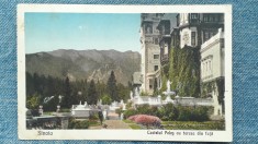 52 - Castelul Peles cu terasa din fata / carte postala circulata