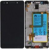 Huawei Honor 7 (PLK-L01) Capac frontal al modulului de afișare + LCD + digitizer + baterie gri 02350MFN
