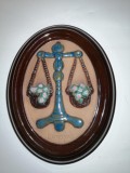 Placa tablou ceramica aplica perete ovala zodiac horoscop Balanta Gabriel Sweden