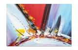 Cumpara ieftin Tablou abstract pictat manual living, birou, Reflexii abstracte 4, 90x60cm ulei pe panza, gata de agatat pe perete