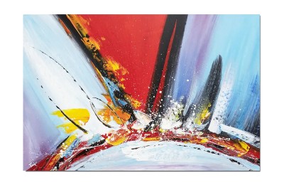 Tablou abstract pictat manual living, birou, Reflexii abstracte 4, 90x60cm ulei pe panza, gata de agatat pe perete foto