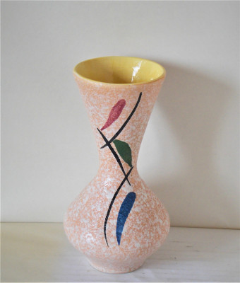 Vaza ceramica emailata decorata manual - Scheurich Foreign 523-18, W. Germany foto