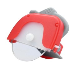 Cutit circular pentru pizza Cyrax, 11.5 x 12.5 cm, otel inoxidabil si plastic, capc protectie lama, rosu foto