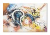Tablou abstract GIGANT pictat manual, Fantezie, 150x100cm ulei pe panza, gata de expus pe perete