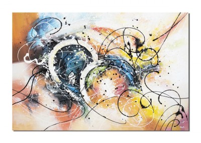Tablou abstract GIGANT pictat manual, Fantezie, 150x100cm ulei pe panza, gata de expus pe perete foto