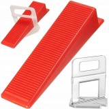 Cumpara ieftin Set nivelare gresie 100 clipsuri de 1mm si 100 pene cu latimea de 22 mm