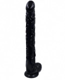 Dildo Long D cu Ventuza, PVC, Negru, 41.5 cm, STD