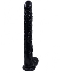 Dildo Long D cu Ventuza, PVC, Negru, 41.5 cm foto