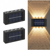 Set 2 bucati Lampa solara de perete cu 8 LED-uri, aplica A89-ST8, IP65, culoare