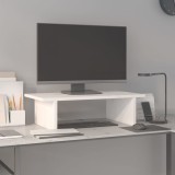 vidaXL Suport pentru monitor, alb, 50x27x15 cm, lemn masiv pin