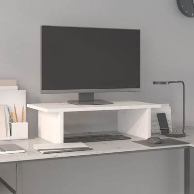 Suport pentru monitor, alb, 50x27x15 cm, lemn masiv pin foto