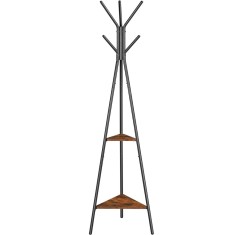 Cuier de hol VASAGLE metalic cu 2 rafturi MDF, 179 cm, maro rustic