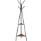 VASAGLE Cuier metalic, cu ​​2 rafturi MDF, inaltime 179cm, stil industrial, maro rustic si negru Household NewTrend