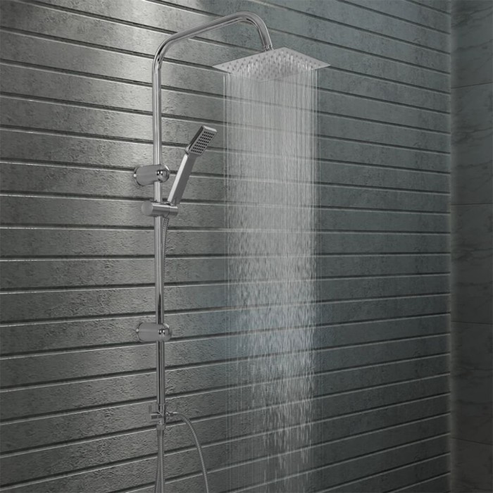 vidaXL Set de duș cu două capete, cu duș de m&acirc;nă, oțel inoxidabil 145055