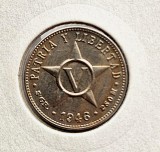 Cuba 5 Centavos 1946 moneda necirculata UNC km # 11.1 tiraj mic