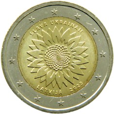 Letonia moneda comemorativa 2 euro 2023 - Slava Ucraina - UNC foto