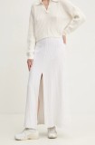 Abercrombie &amp; Fitch fusta din in culoarea alb, maxi, drept, KI143-4311