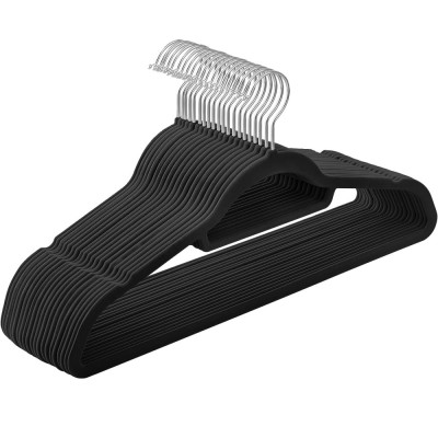 SONGMICS Set de 20 de umerase pentru haine, anti-alunecare cu catifea, bara de cravata si carlig pivotant, 43,5 cm, negru Household NewTrend foto
