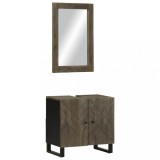 VidaXL Set de mobilier de baie 2 piese din lemn masiv de mango negru