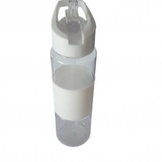 Sticla sport pentru apa, cu pai, 700ml, Alba