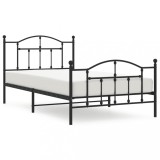 Cumpara ieftin Cadru pat metalic cu tablii de cap/picioare, negru, 107x203 cm
