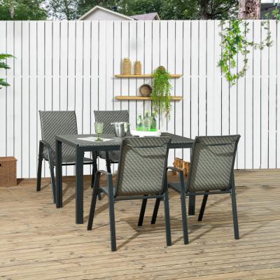 Set de mobilier de grădină din ratan Outsunny cu 4 locuri cu masă foto