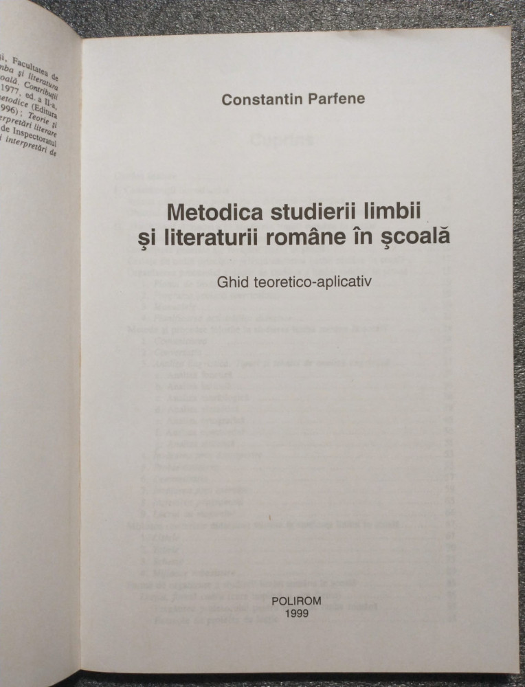 Constantin Parfene - Metodica studierii limbii şi literaturii române în  şcoală | arhiva Okazii.ro