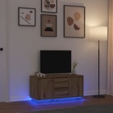 Comodă TV cu lumini LED, stejar artizanal, 100x41x50 cm