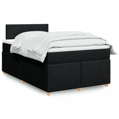 vidaXL Pat box spring cu saltea, negru, 120x200 cm, textil 3286642 foto