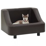 Cumpara ieftin Canapea pentru c&acirc;ini, maro, 67 x 52 x 40 cm, piele ecologică