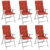 VidaXL Perne scaun spătar &icirc;nalt, 6 buc. melanj roșu 120x50x4 cm textil