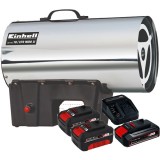 Einhell GE-HG 18/370 Niro Li PXC + Starter Kit + Twinpack - Tun de caldura 37 kW 1000 m3/h + Set 1 acumulator si incarcator Li-Ion 18 V 2.5 Ah + Set 2