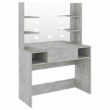 Cumpara ieftin Masa machiaj cu lumini LED, gri beton, 100x40x135 cm , MDF