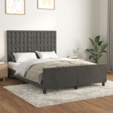 VidaXL Cadru de pat cu tăblie, gri &icirc;nchis, 140x190 cm, catifea