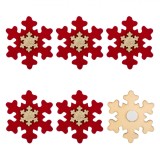 Autocolante Crăciun, Fulg, Lemn, Colțuri Rotunjite, Negru, Set 6 Bucăți, 4.5x4.5 cm, Oem