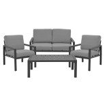 Cumpara ieftin Set 4 buc masă și scaune de grădină Mabudu Gri 118x64x100 cm