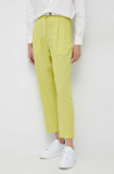 PS Paul Smith pantaloni de lana femei, culoarea galben, lat, high waist