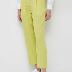 PS Paul Smith pantaloni de lana femei, culoarea galben, lat, high waist