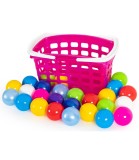 Cos Mare Copii cu 25 Mingi Colorate, Plastic Netoxic, Peste 3 Ani, Picnic/Supermarket, 30x17x16cm, Produs in Ucraina