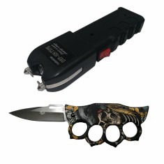 Set autoaparare DEPOX, electrosoc si box tip briceag, multicolor