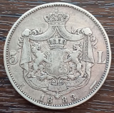 (A1060) MONEDA DIN ARGINT ROMANIA - 5 LEI 1883, CAROL I REGE, URME DE PRINDERE