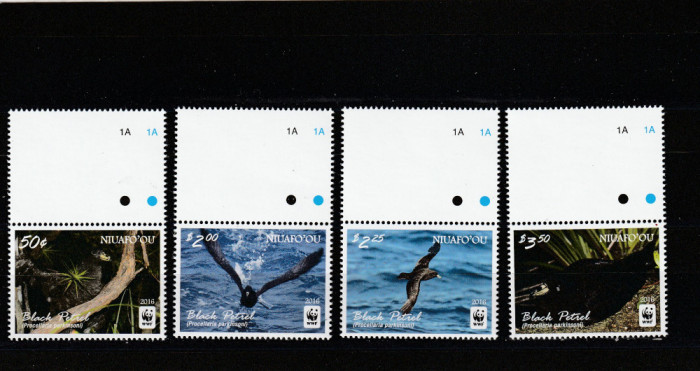 Niuafo&#039;ou 2016-Fauna,Pasari,Petrelul negru,serie 4 val.cu vignete,MNH,Mi.607-610