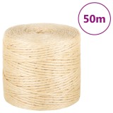 VidaXL Fr&acirc;nghie, 50 m, sisal 100%, 4 mm